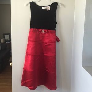 Girls black and red suede George dress size 10
